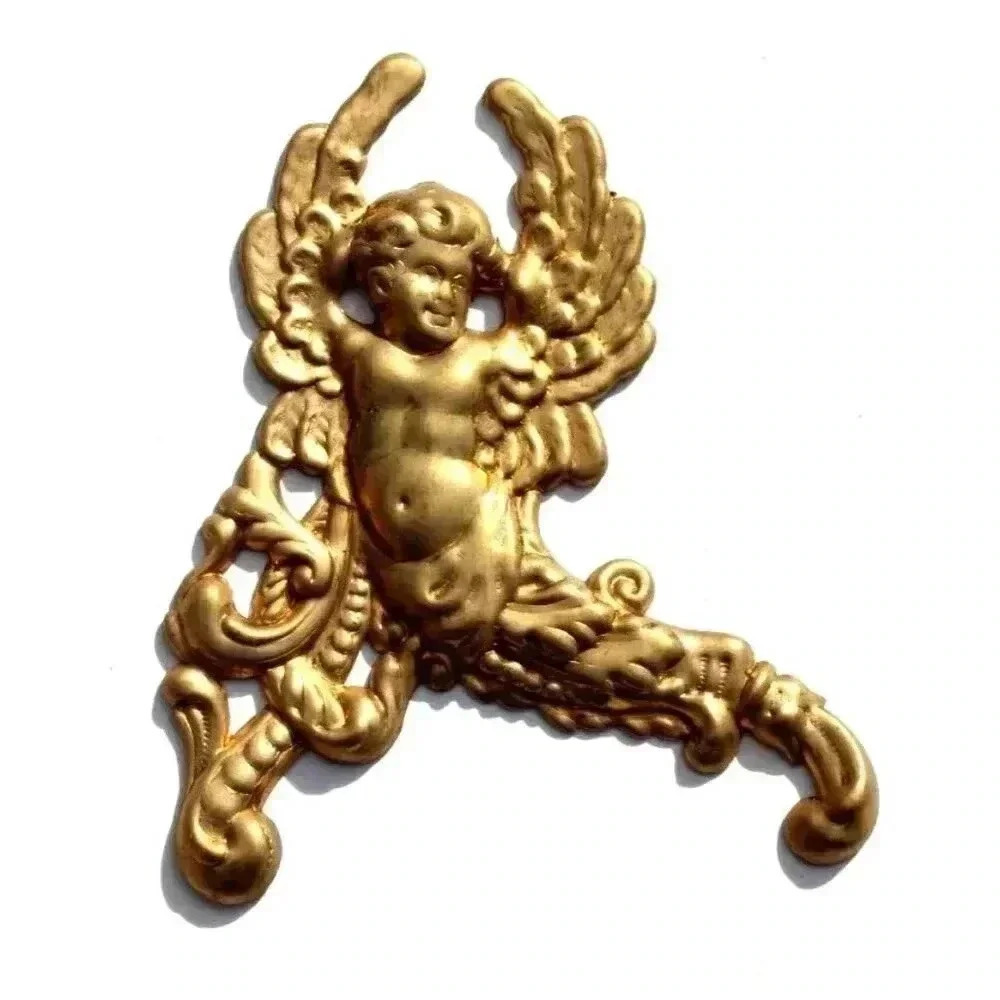 Antique Victorian Dollhouse Gold Cherub Victorian Metal Decorative Angel